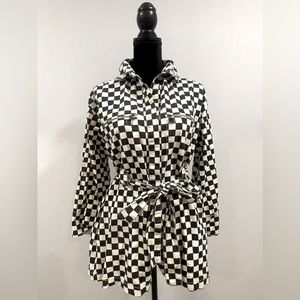 ASOS DESIGN twill boilersuit romper in mono checkerboard